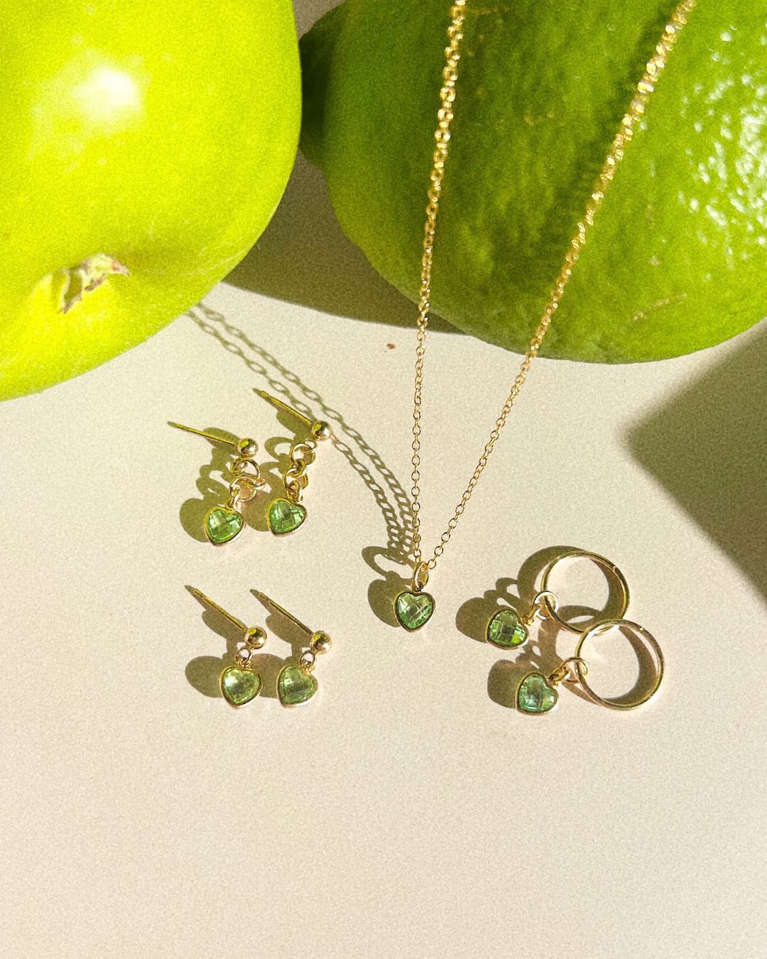 Mini Heart Necklace - Peridot