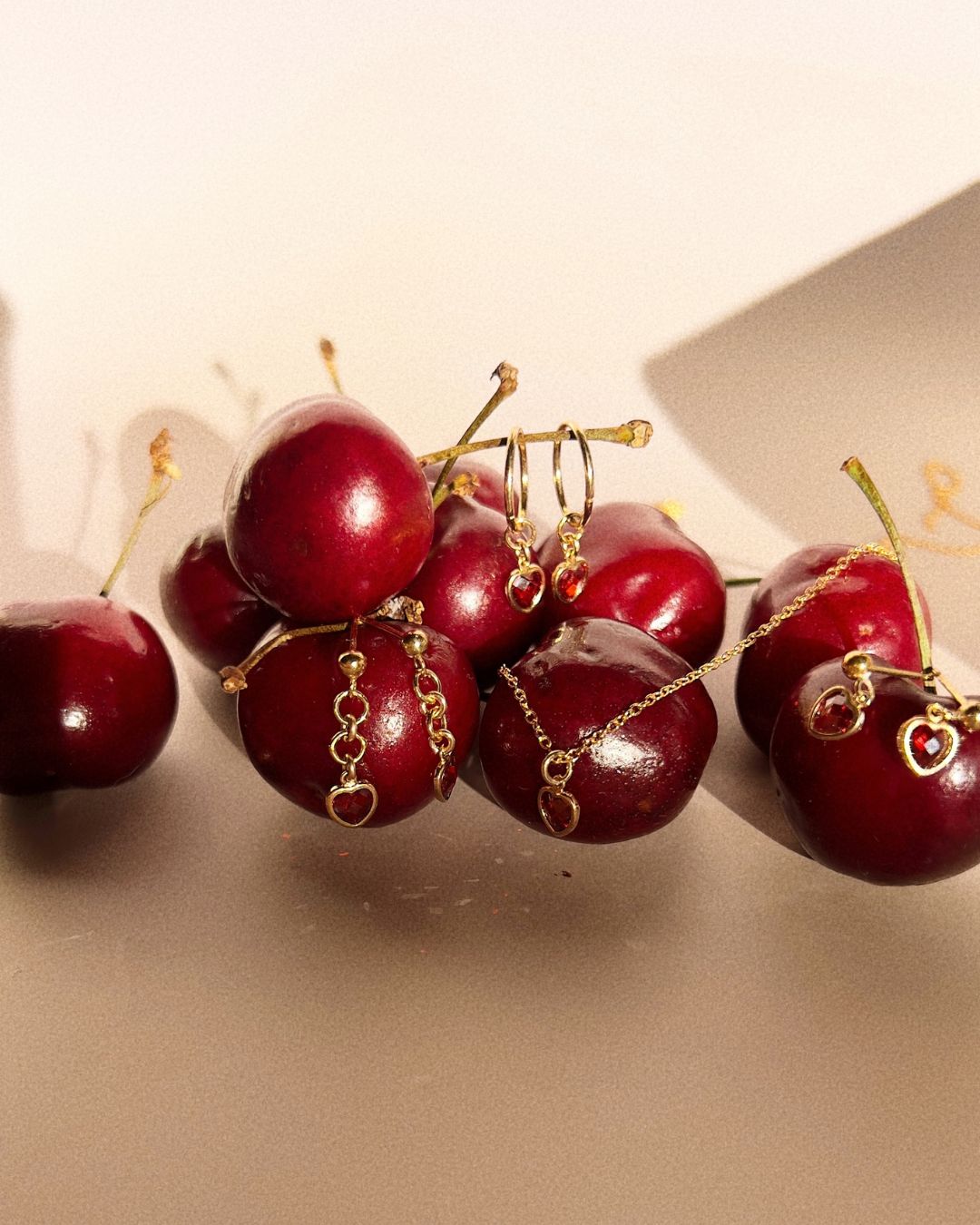 Milena Heart Earrings - Red Ruby