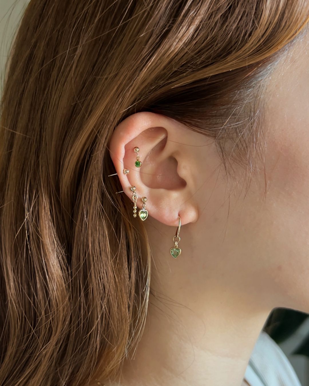 Milena Heart Earrings - Peridot