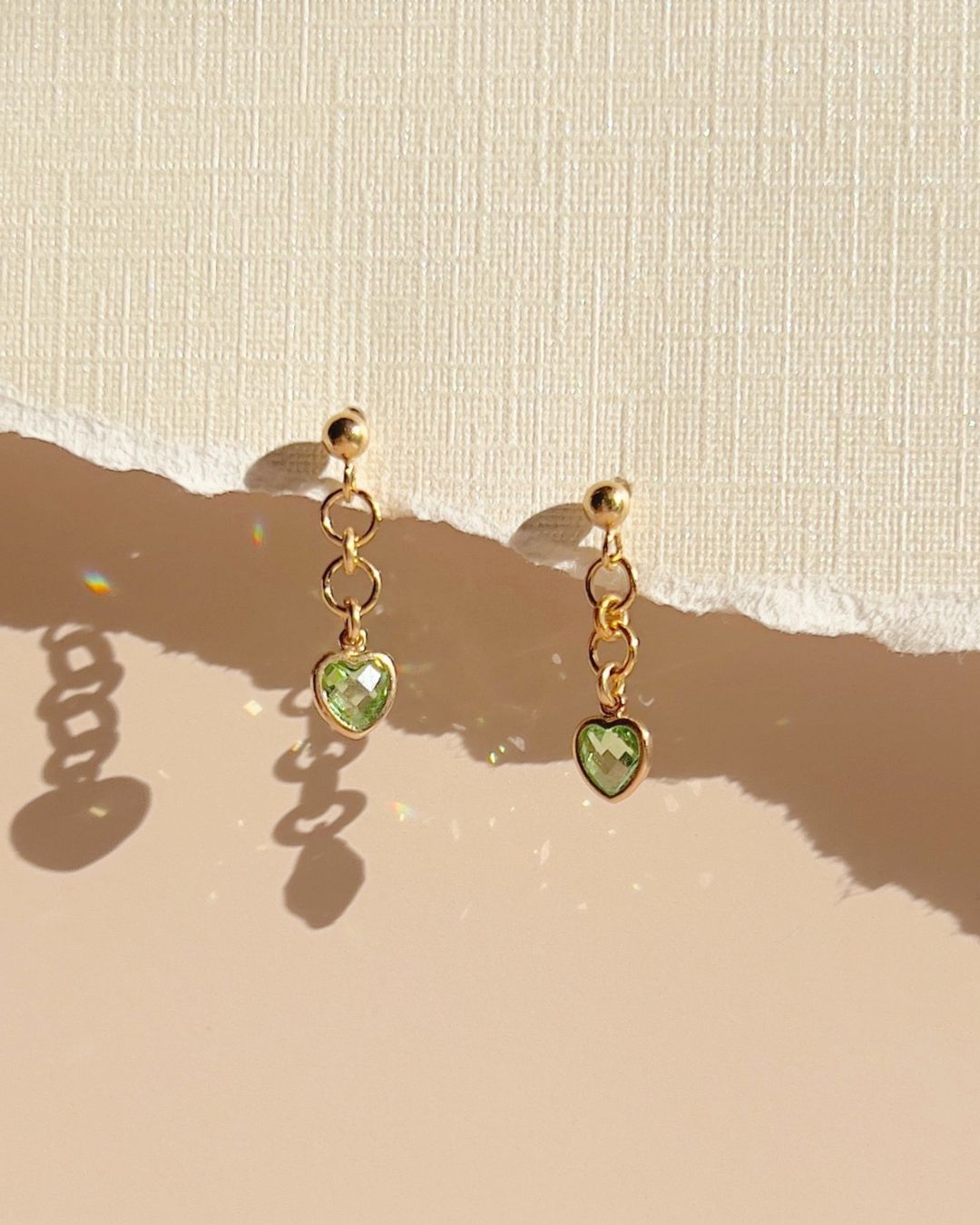 Esme Heart Earrings - Peridot