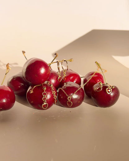 Mini Heart Mini Hoops - Ruby Red