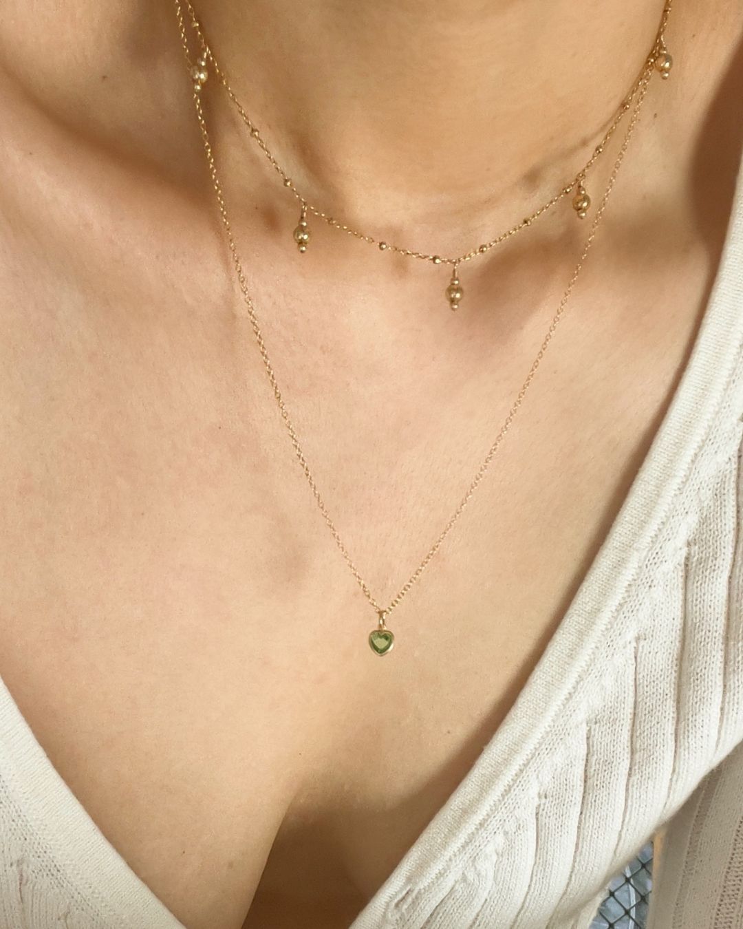 Mini Heart Necklace - Peridot