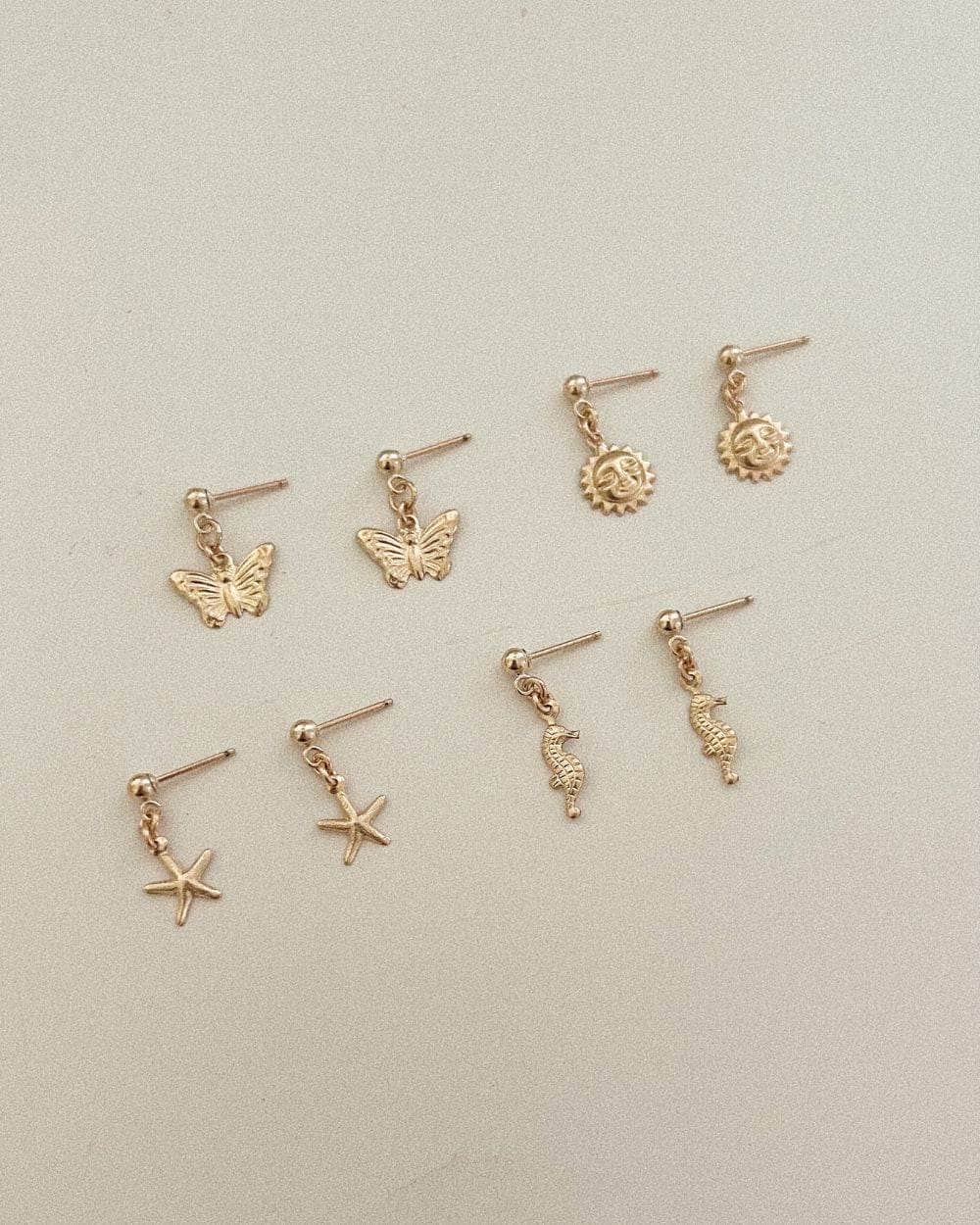 Ariel Seahorse Ball Stud Earrings