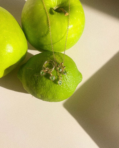 Mini Heart Mini Hoops - Peridot