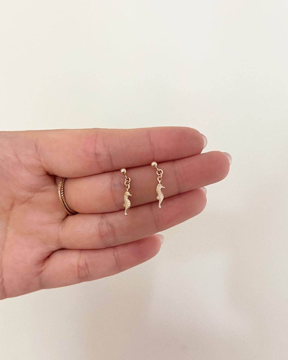 Ariel Seahorse Ball Stud Earrings