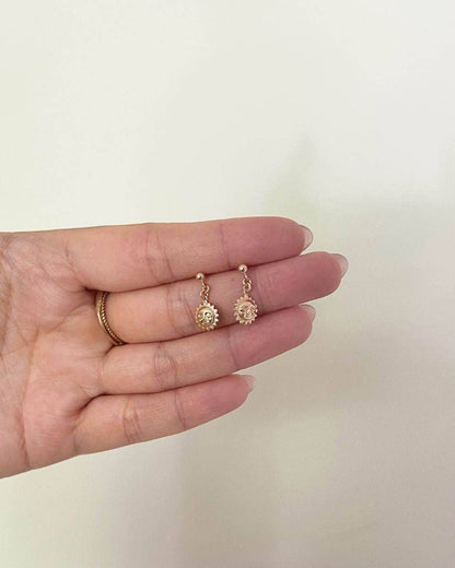 Luna Sunface Ball Stud Earrings