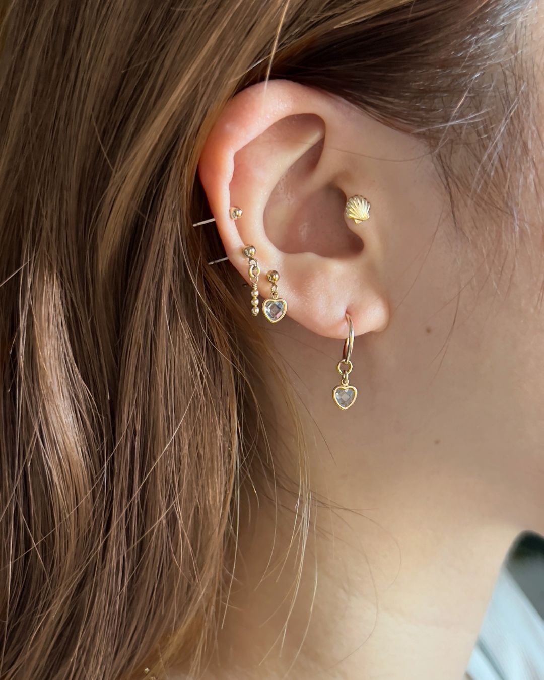 Mini Heart Mini Hoops - Aquamarine