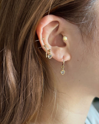 Mini Heart Mini Hoops - Aquamarine