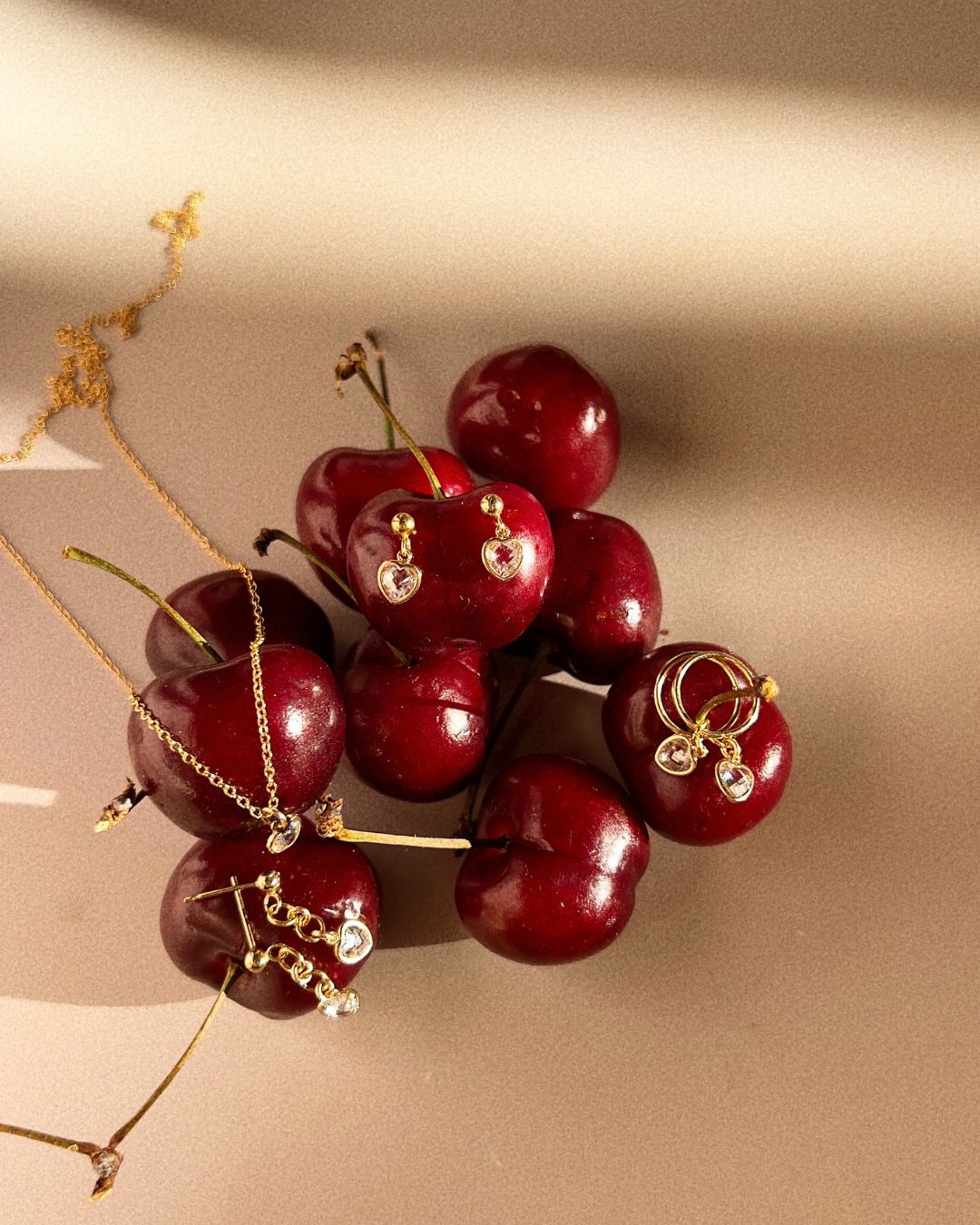Mini Heart Necklace - Ruby Red