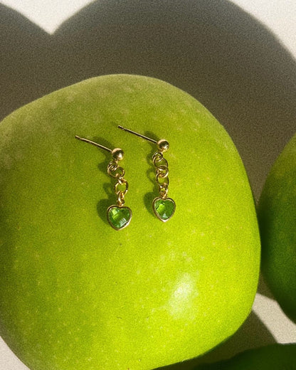 Esme Heart Earrings - Peridot