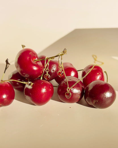 Esme Heart Earrings - Ruby Red
