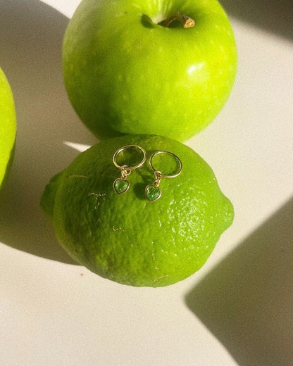 Mini Heart Mini Hoops - Peridot
