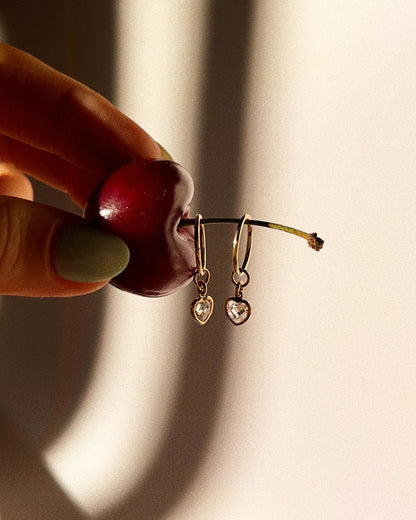 Mini Heart Mini Hoops - Clear
