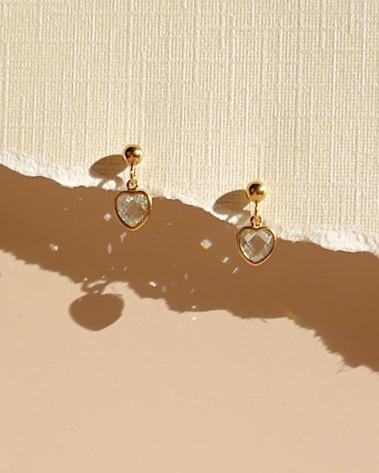 Milena Heart Earrings - Aquamarine