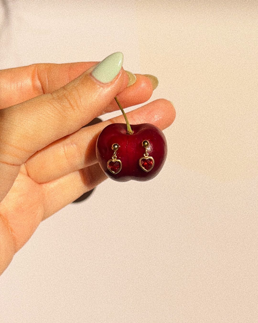Milena Heart Earrings - Red Ruby
