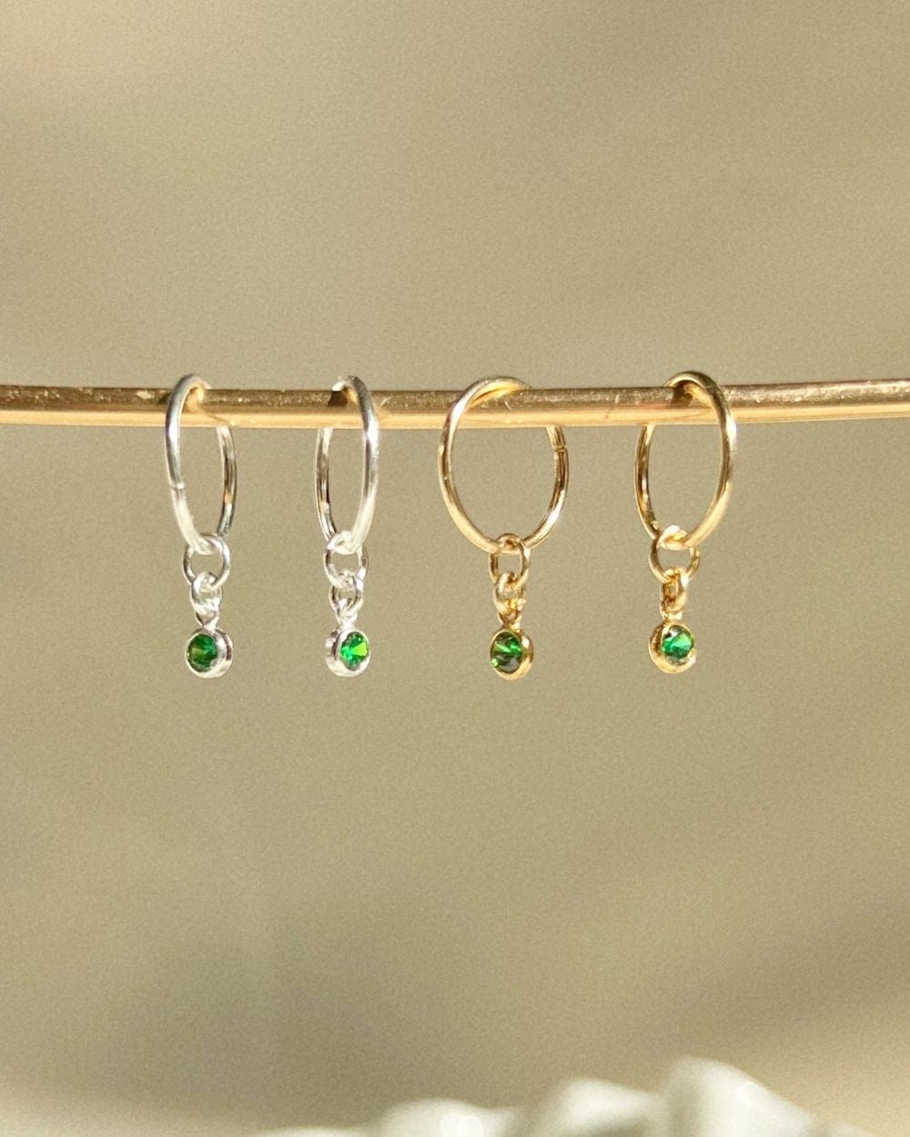 Dia Green Mini Hoops