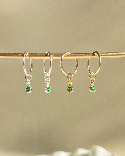 Dia Green Mini Hoops