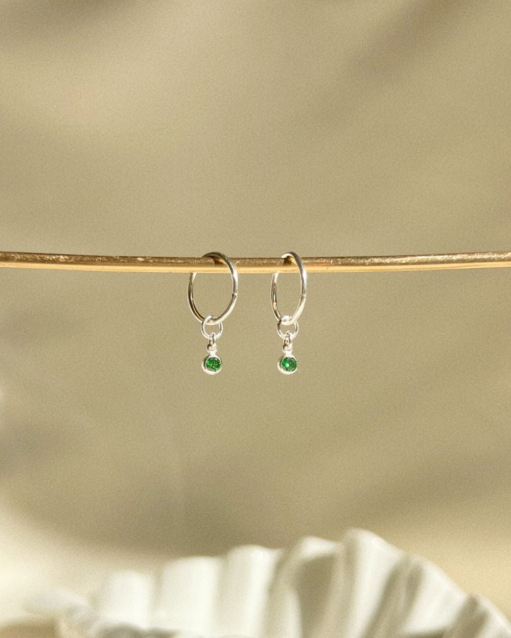 Dia Green Mini Hoops