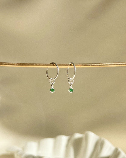 Dia Green Mini Hoops
