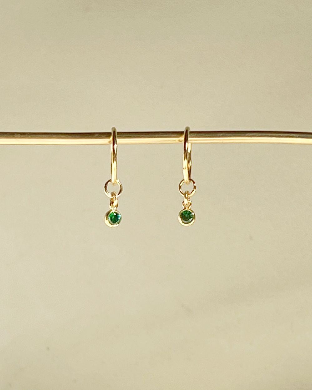 Dia Green Mini Hoops