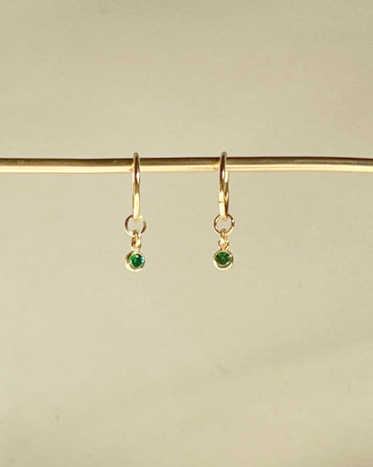 Dia Green Mini Hoops