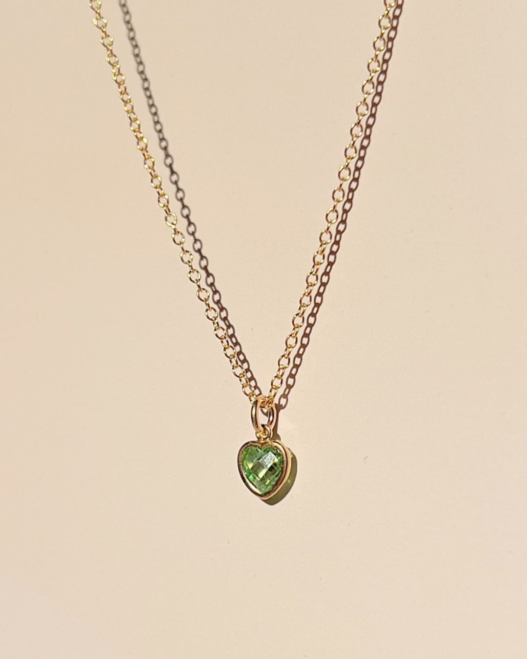 Mini Heart Necklace - Peridot