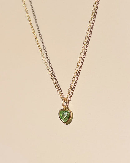 Mini Heart Necklace - Peridot