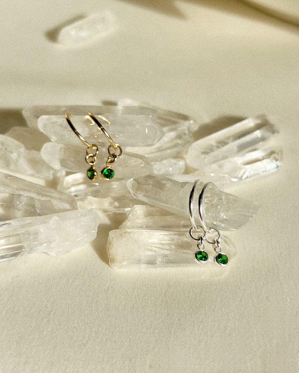 Dia Green Mini Hoops