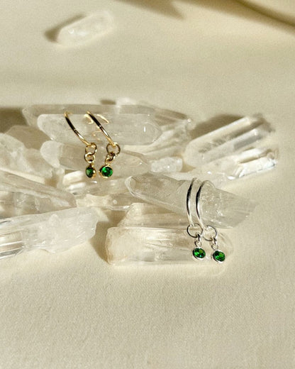 Dia Green Mini Hoops