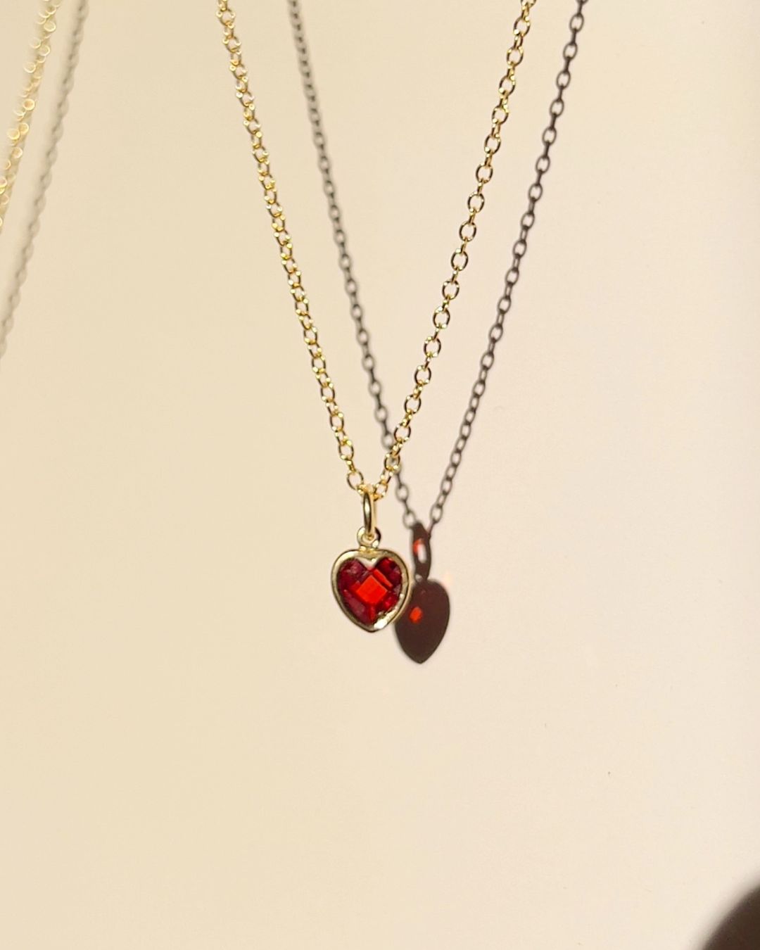Mini Heart Necklace - Ruby Red