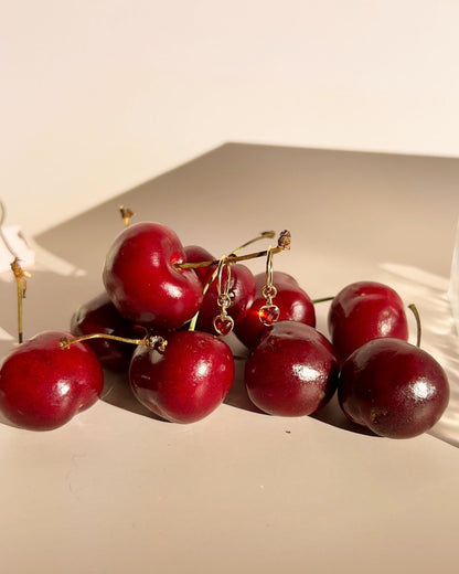 Mini Heart Mini Hoops - Ruby Red