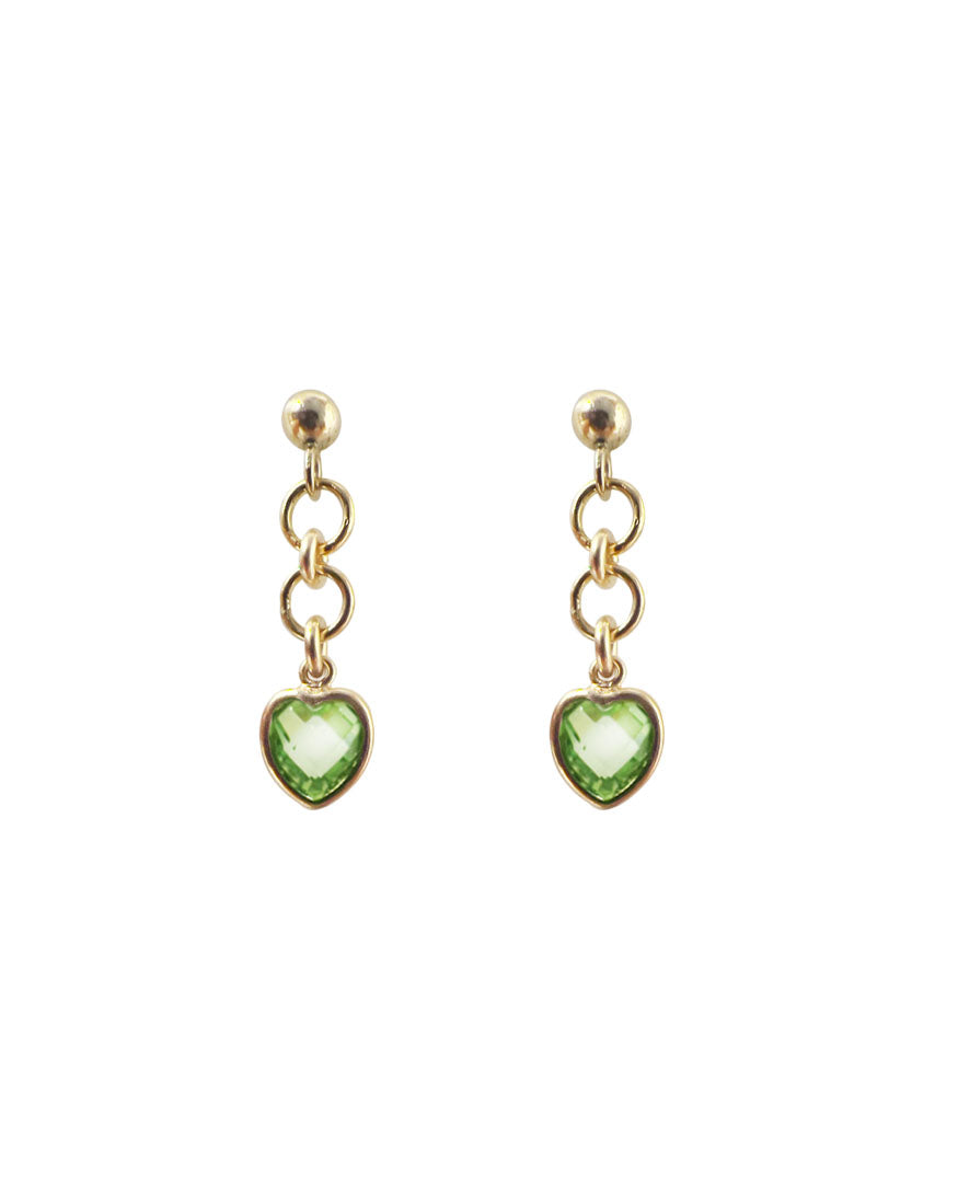 Esme Heart Earrings - Peridot