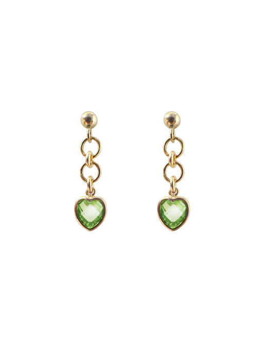 Esme Heart Earrings - Peridot