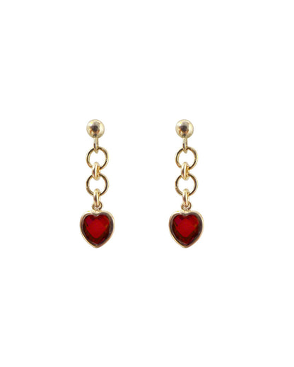 Esme Heart Earrings - Ruby Red