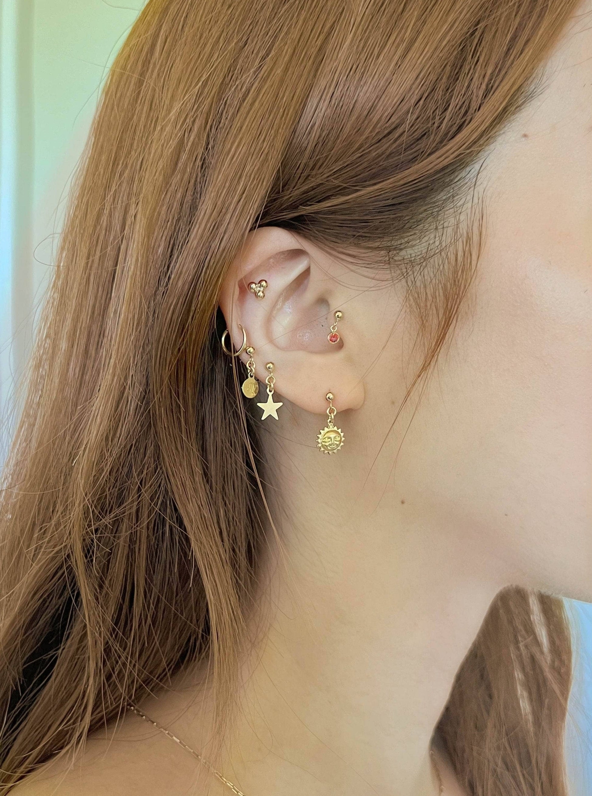 Luna Sunface Ball Stud Earrings