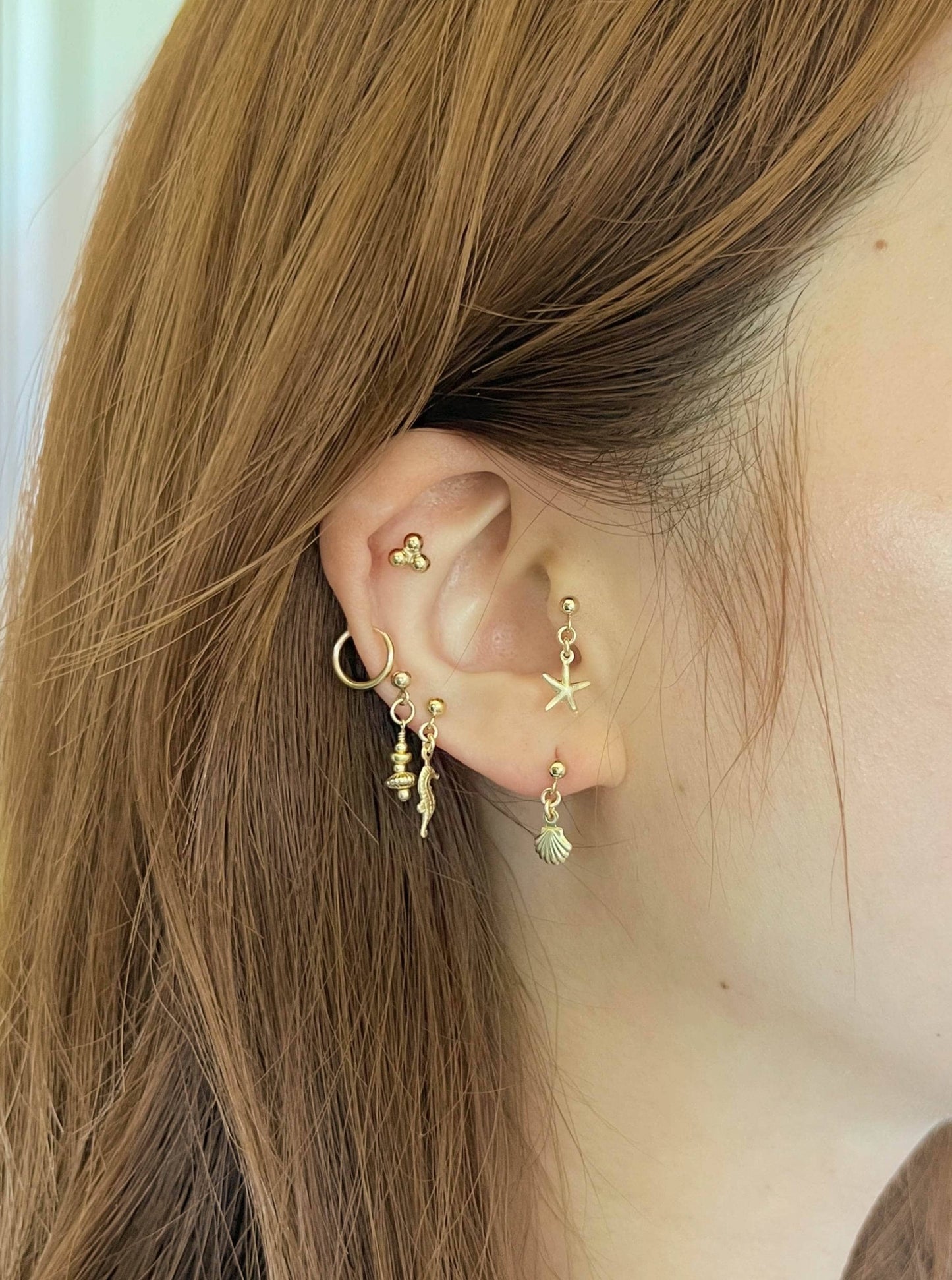 Ariel Seahorse Ball Stud Earrings