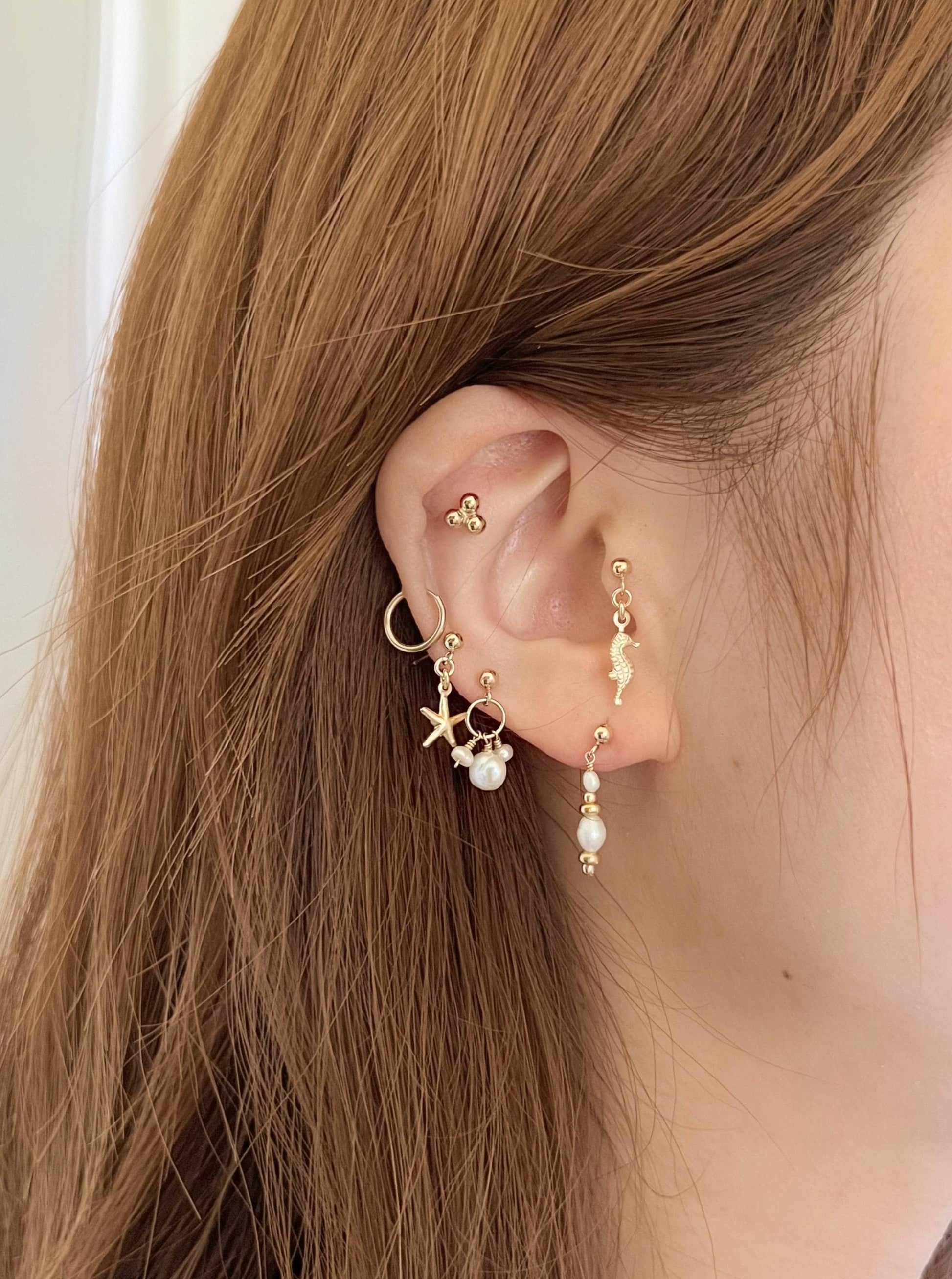 Ariel Seahorse Ball Stud Earrings