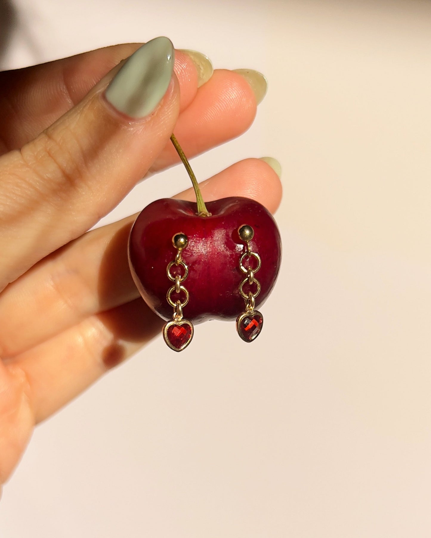 Esme Heart Earrings - Ruby Red