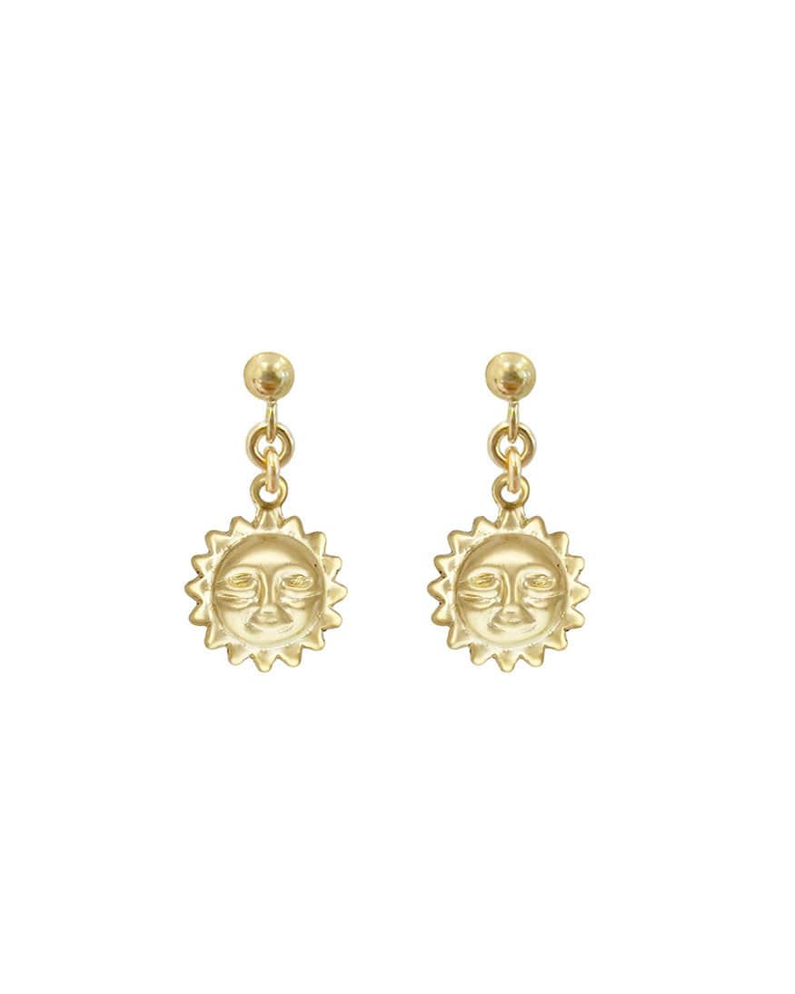 Luna Sunface Ball Stud Earrings