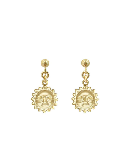 Luna Sunface Ball Stud Earrings