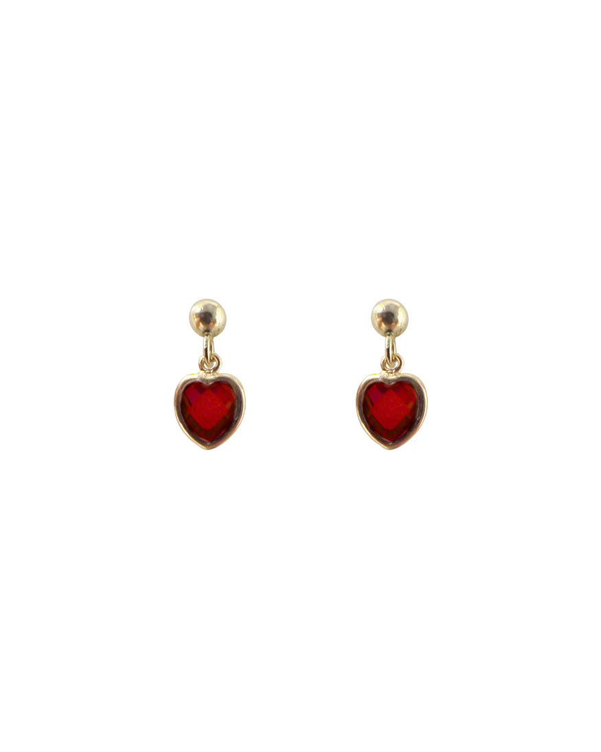 Milena Heart Earrings - Red Ruby