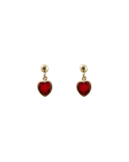 Milena Heart Earrings - Red Ruby