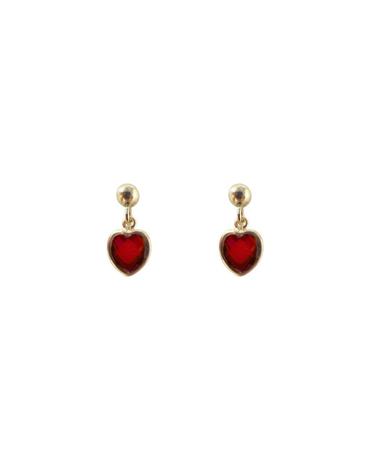 Milena Heart Earrings - Red Ruby