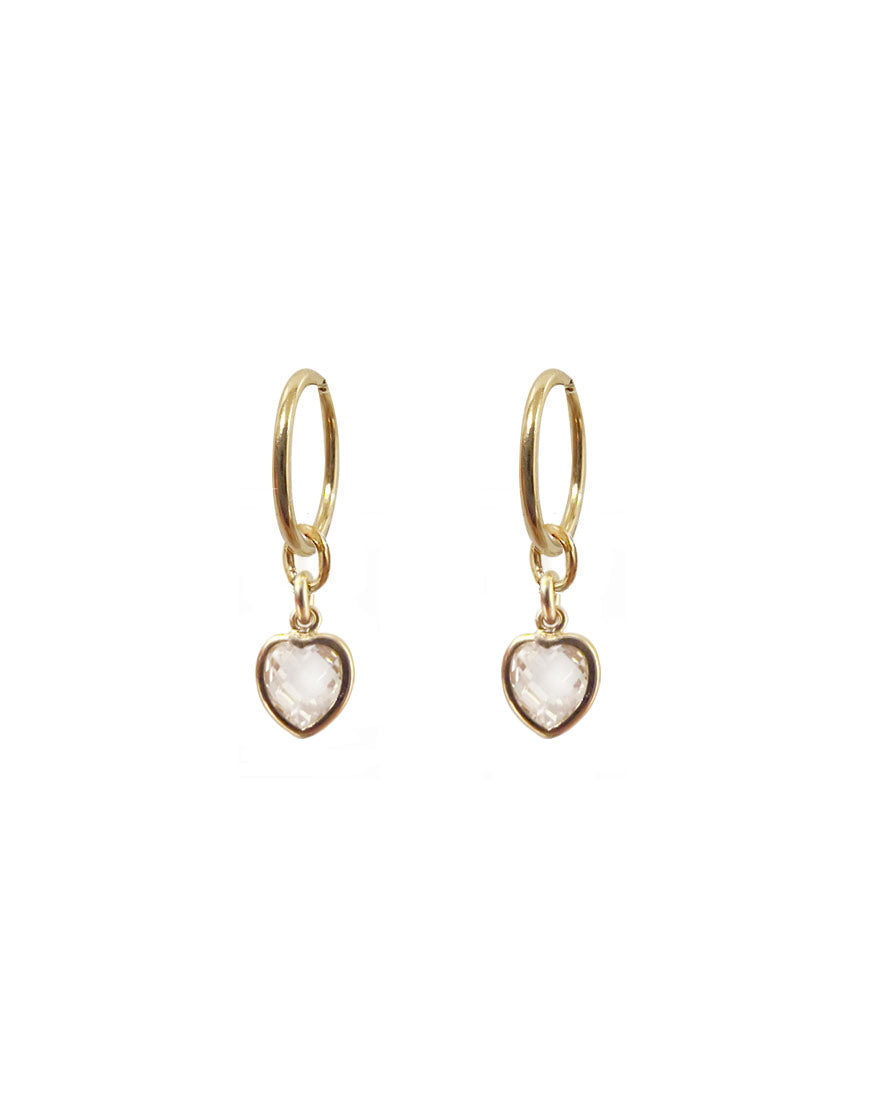 Mini Heart Mini Hoops - Clear