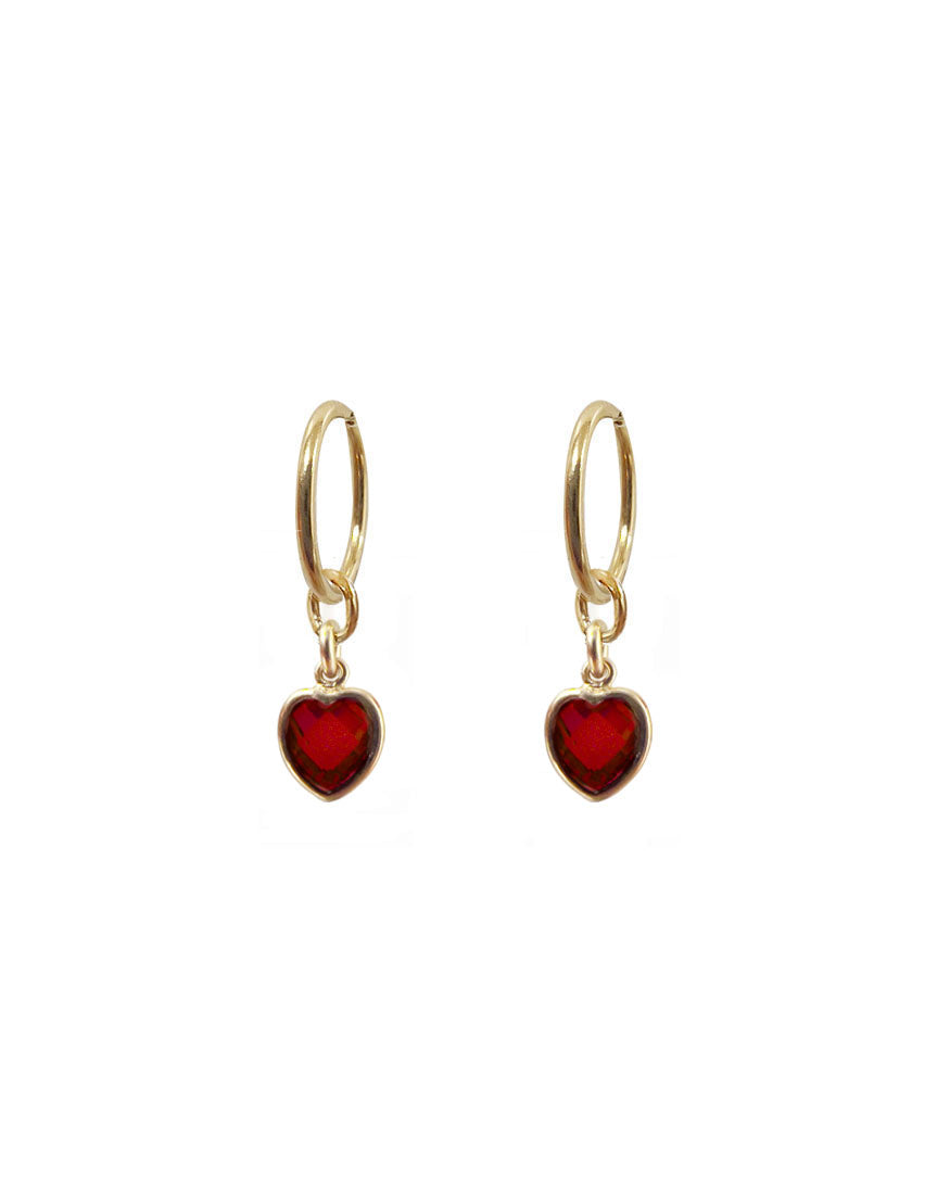 Mini Heart Mini Hoops - Ruby Red