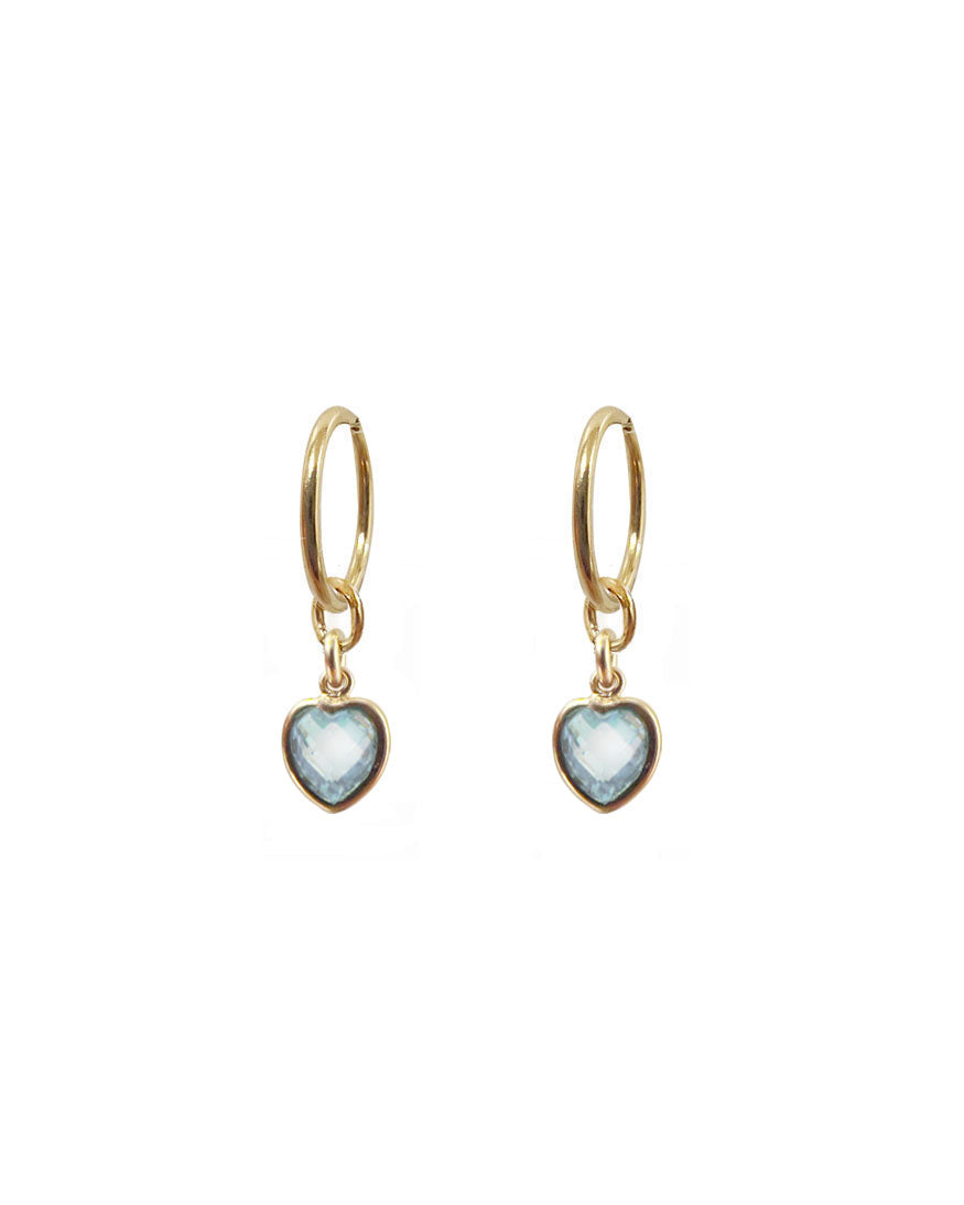 Mini Heart Mini Hoops - Aquamarine