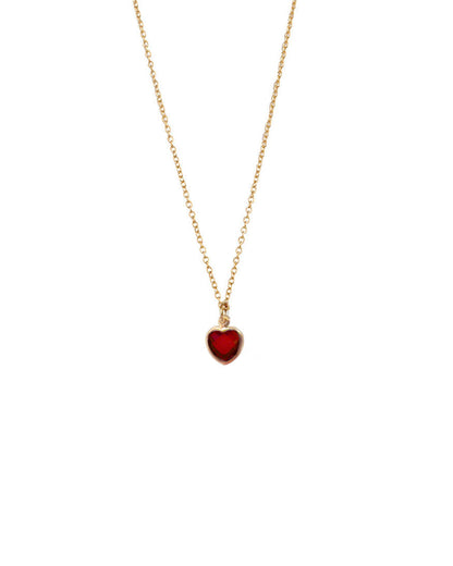 Mini Heart Necklace - Ruby Red