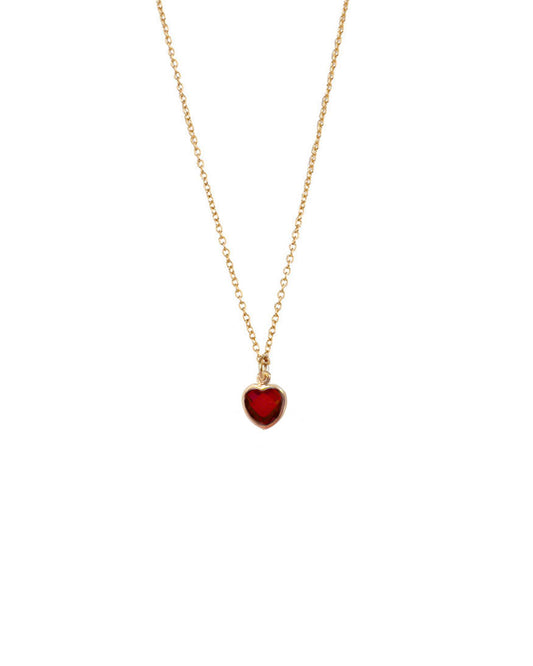 Mini Heart Necklace - Ruby Red