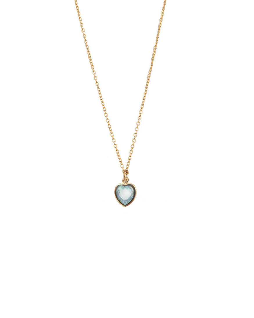 Mini Heart Necklace - Aquamarine