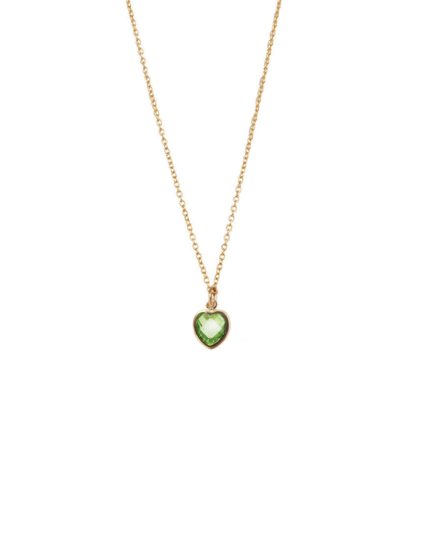 Mini Heart Necklace - Peridot